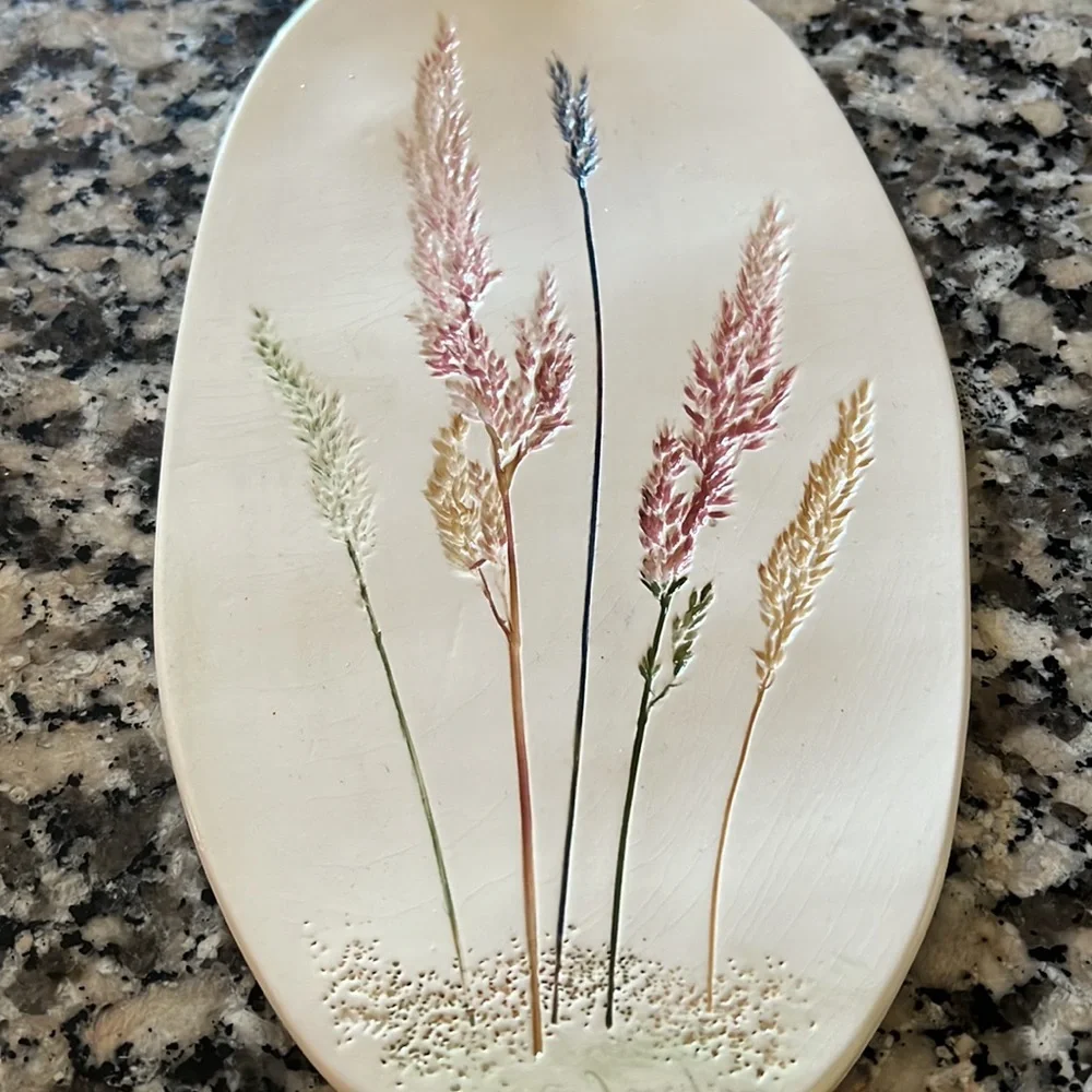 Vintage Pressed Wheat Pottery, Wall Hanging